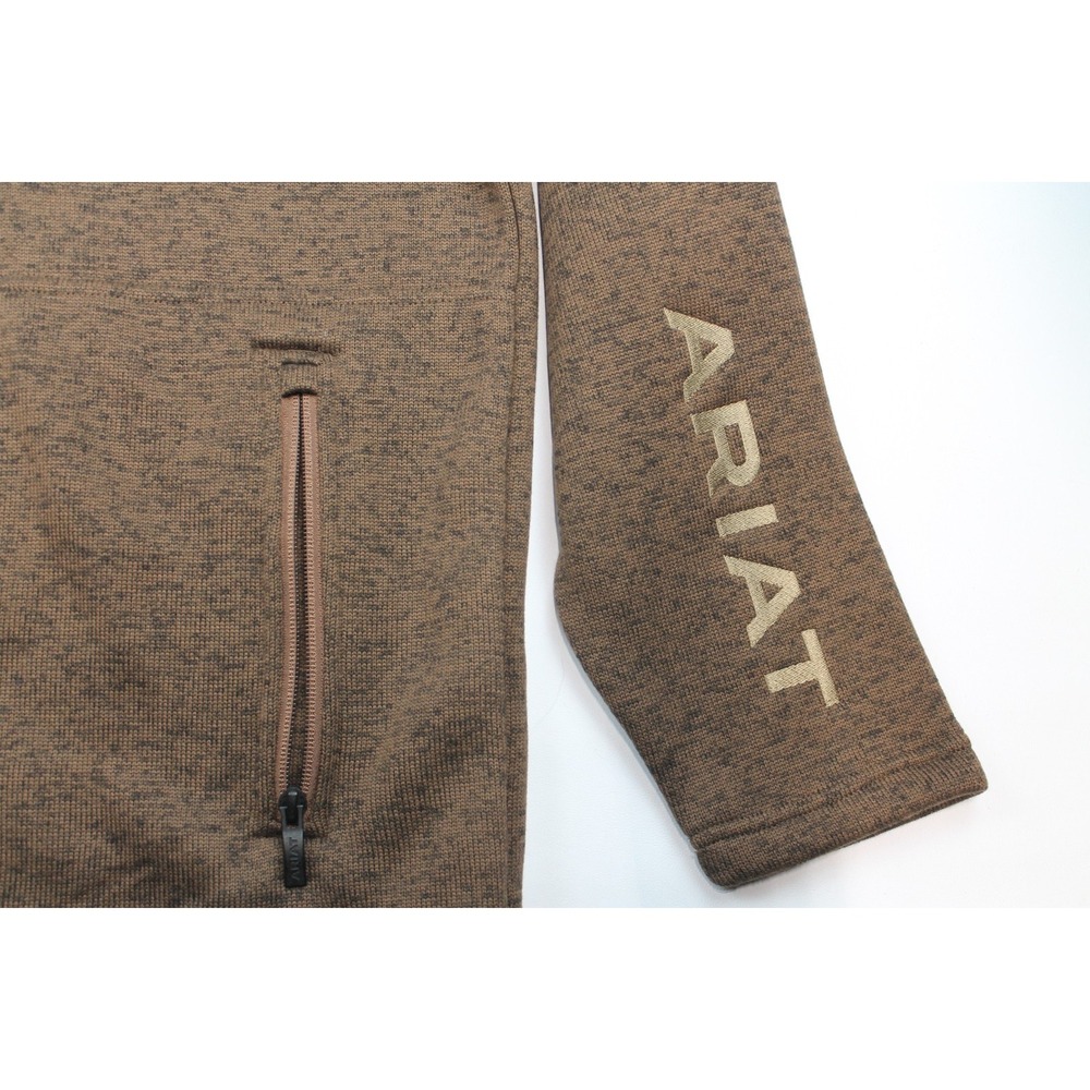 Ariat Caldwell Logo 1/4 Zip Pullover Sweater Mens Size L Carafe Brown NWT - Picture 4 of 6